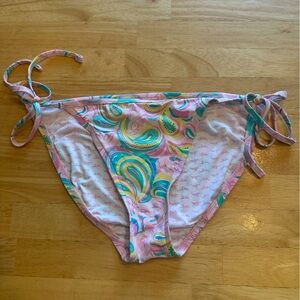 Lilly Pulitzer One-Shoulder Bikini Bottoms – Pink Swirl Print - Size M